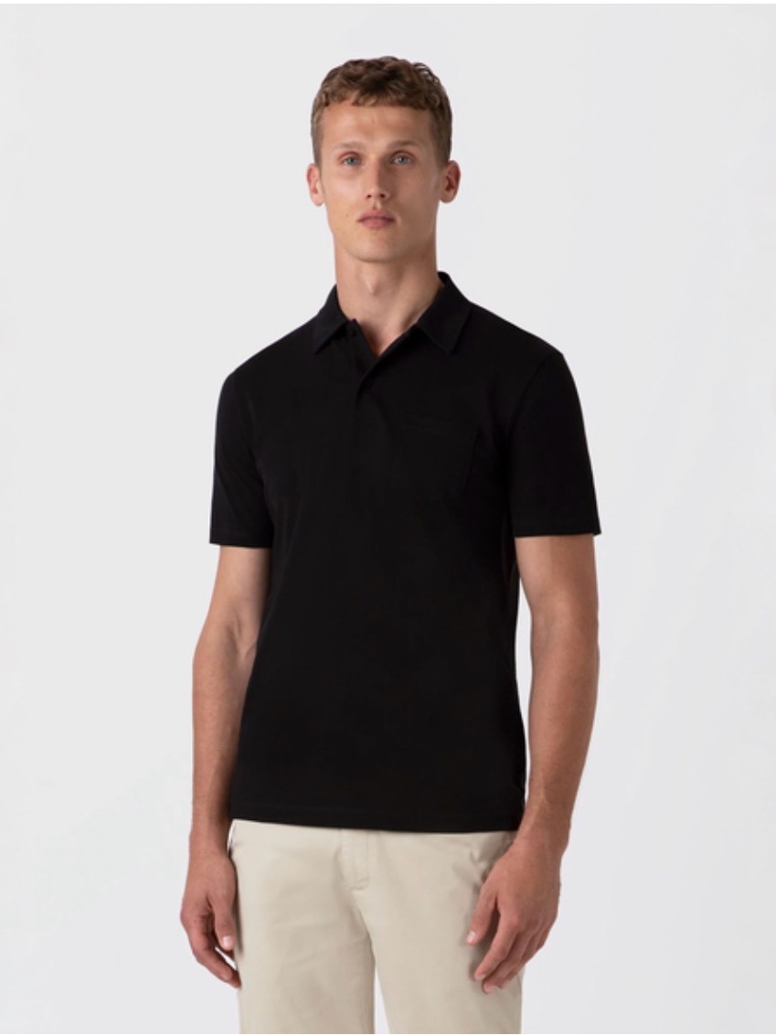 Sunspel Men's Riviera James Bond Polo Cotton Mesh Shirt In Black - Xl